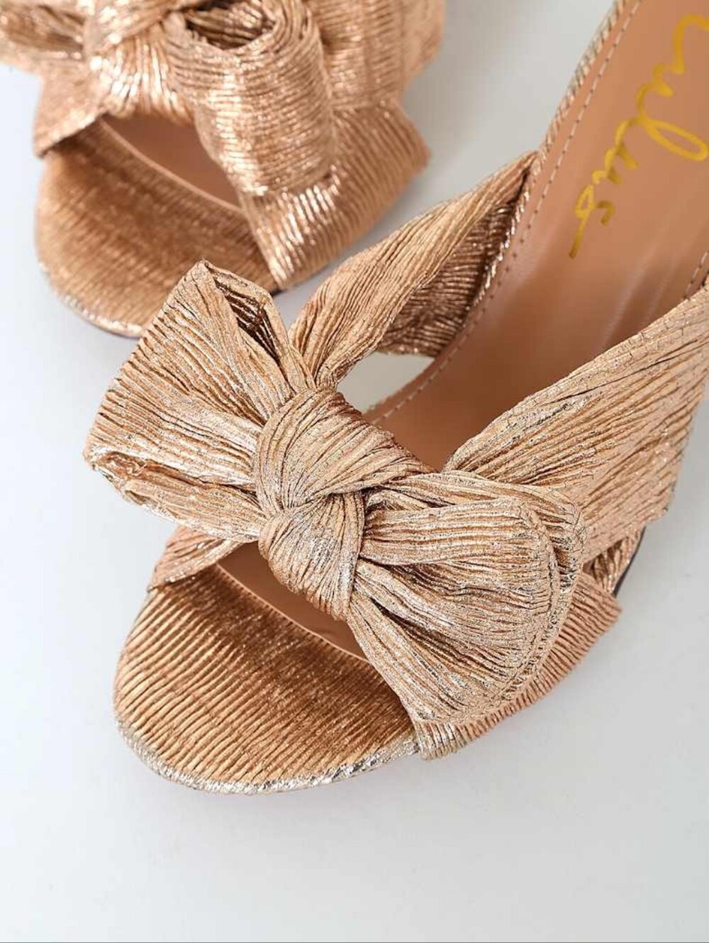 Lulus Dorothea Rose Gold Knotted High Heel Chunky Sandals